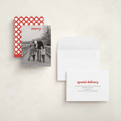 This is a poinsettia petite holiday cards with standard by Up Up Creative called daily printing on signature in petite