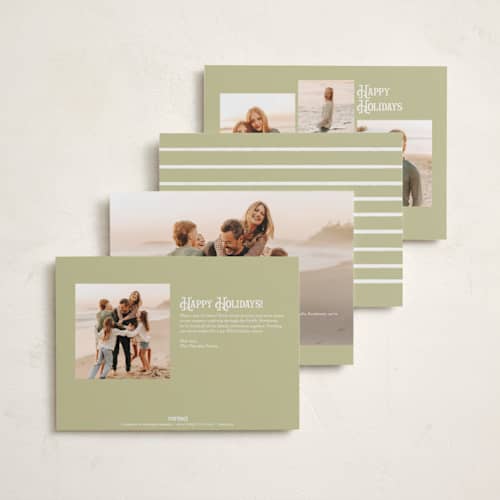 This is a sage petite holiday cards with standard by Melanie Kosuge called lafayette printing on recycled smooth signature in petite