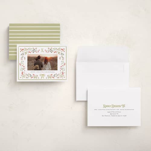 This is a sage petite holiday cards with standard by Melanie Kosuge called lafayette printing on recycled smooth signature in petite
