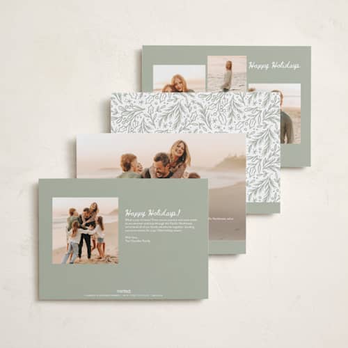 This is a winter petite holiday cards with standard by Alethea and Ruth called new adventure xo's printing on recycled smooth signature in petite