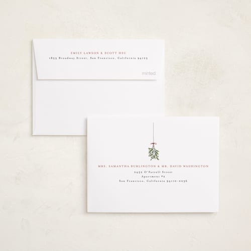 This is a winter petite holiday cards with standard by Randi Cirelli called married and merry printing on recycled smooth signature in petite