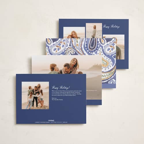 This is a marine petite holiday cards with standard by Rebecca Durflinger called painterly paisley printing on signature in petite