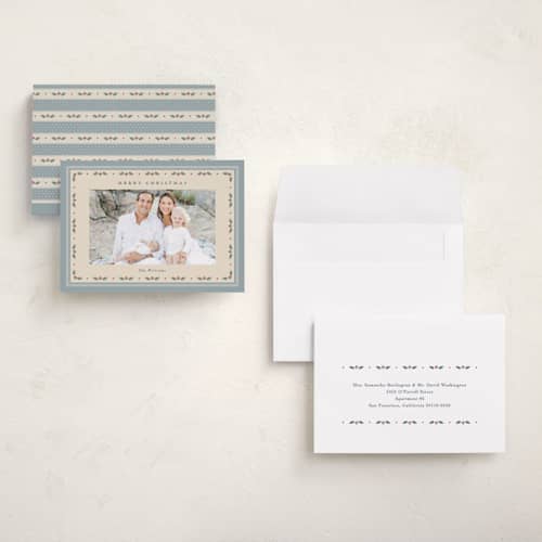 This is a wintermint petite holiday cards with standard by Robert and Stella called dainty holly printing on signature in petite