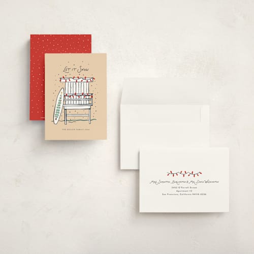 This is a eggnog petite holiday cards with standard by JeAnna Casper called beach christmas printing on signature in petite