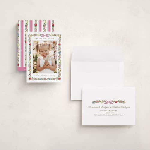 This is a sugar plum petite holiday cards with standard by Sarah Knight called sugared fruits printing on signature in petite
