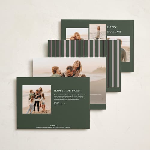 This is a pine petite holiday cards with standard by Christy Hy Lee called vintage scene printing on signature in petite