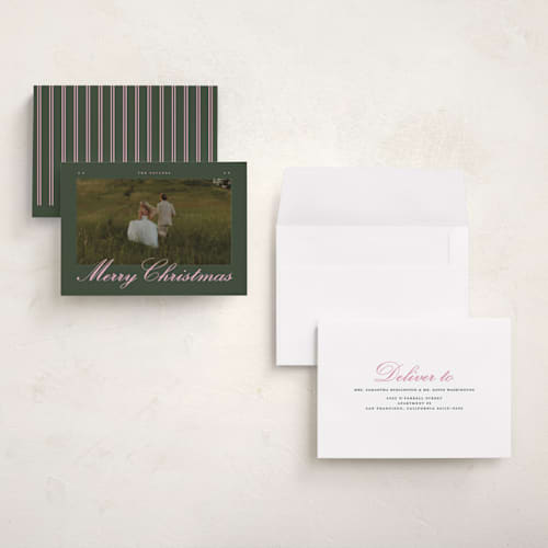 This is a pine petite holiday cards with standard by Christy Hy Lee called vintage scene printing on signature in petite