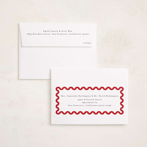 This is a cream petite holiday cards with standard by Iveta Angelova called merry wave printing on signature in petite