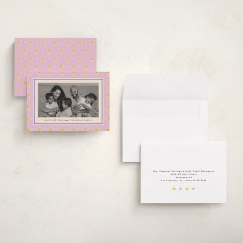 This is a gumdrop petite holiday cards with standard by Amy Kross called clayton printing on signature in petite