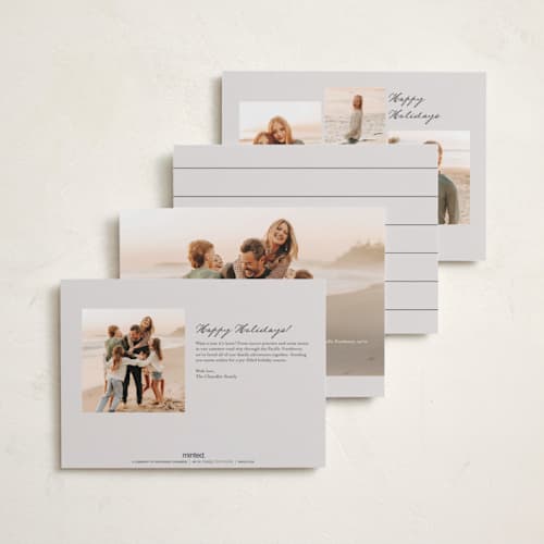 This is a eggnog petite holiday cards with standard by Ashley Iwafuchi called merry season printing on recycled smooth signature in petite