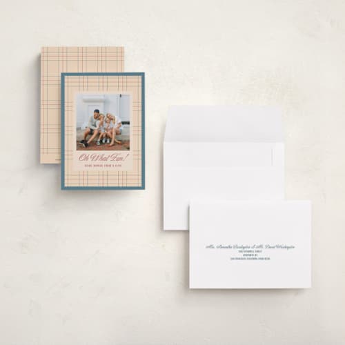 This is a cottage blue petite holiday cards with standard by Mellary Bitner called thin lines printing on signature in petite