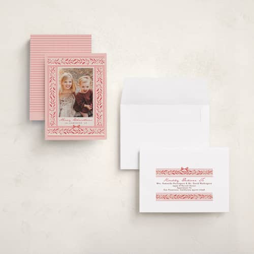 This is a rose petite holiday cards with standard by Karidy Walker called artisanal frame printing on signature in petite
