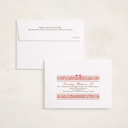 This is a rose petite holiday cards with standard by Karidy Walker called artisanal frame printing on signature in petite