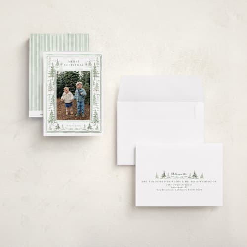 This is a forest petite holiday cards with standard by Petra Kern called calm wonderland printing on signature in petite