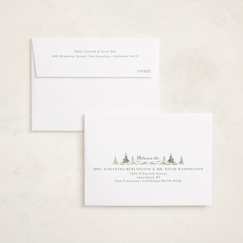 This is a forest petite holiday cards with standard by Petra Kern called calm wonderland printing on signature in petite