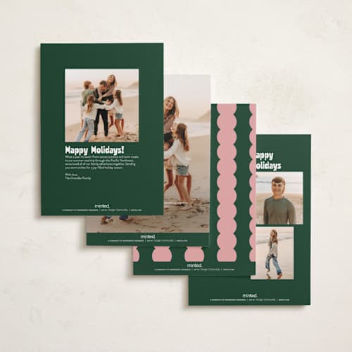 This is a pine petite holiday cards with standard by Carmia C. called merry makers printing on signature in petite