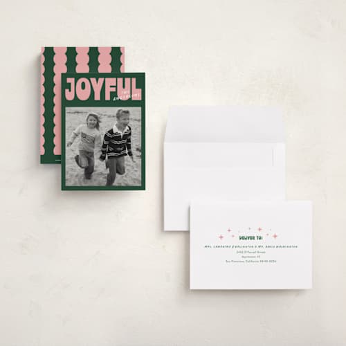 This is a pine petite holiday cards with standard by Carmia C. called merry makers printing on signature in petite
