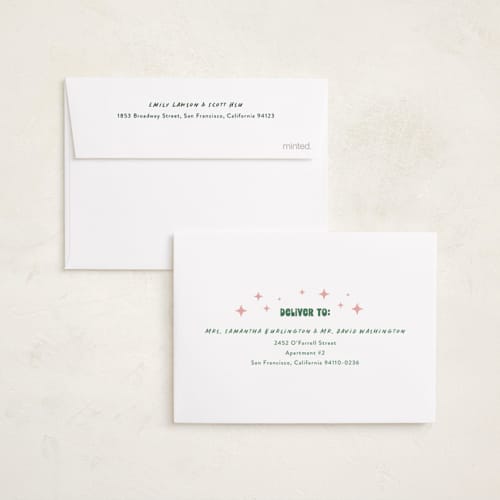 This is a pine petite holiday cards with standard by Carmia C. called merry makers printing on signature in petite