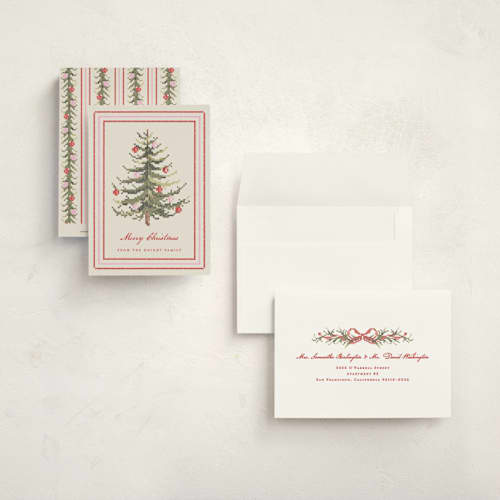This is a poinsettia petite holiday cards with standard by Sarah Knight called needlepoint tree printing on signature in petite