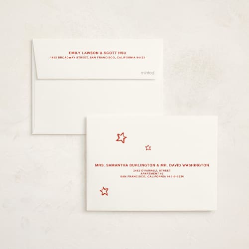 This is a peppermint petite holiday cards with standard by Pati Cascino called happy always printing on signature in petite