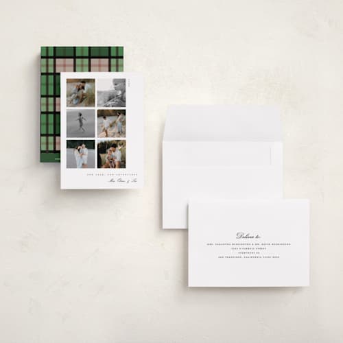 This is a snow petite holiday cards with standard by Morgan Kendall called window pane printing on signature in petite