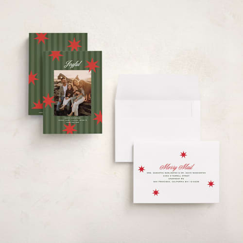This is a spruce petite holiday cards with standard by Owl and Toad called constellation printing on signature in petite
