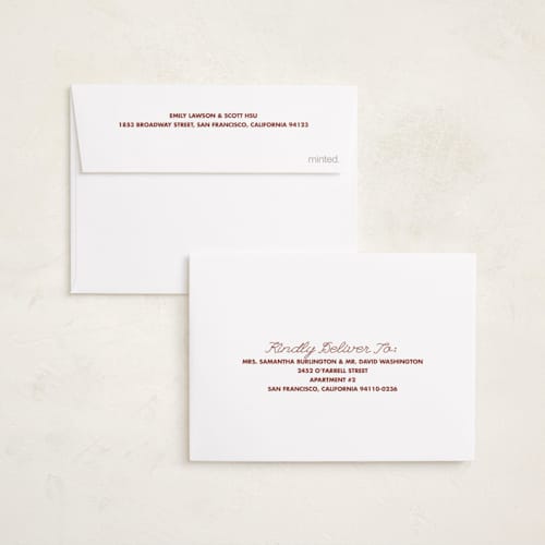 This is a holly berry petite holiday cards with standard by Kelly Watkins called classic stripes printing on signature in petite