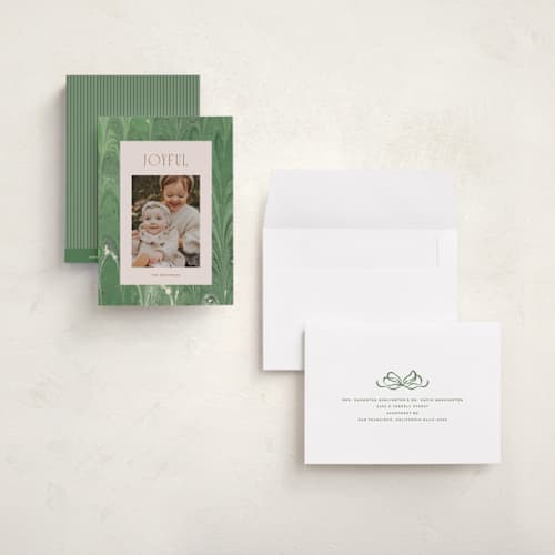 This is a wintergreen petite holiday cards with standard by Olivia Kanaley Inman called endpaper printing on signature in petite