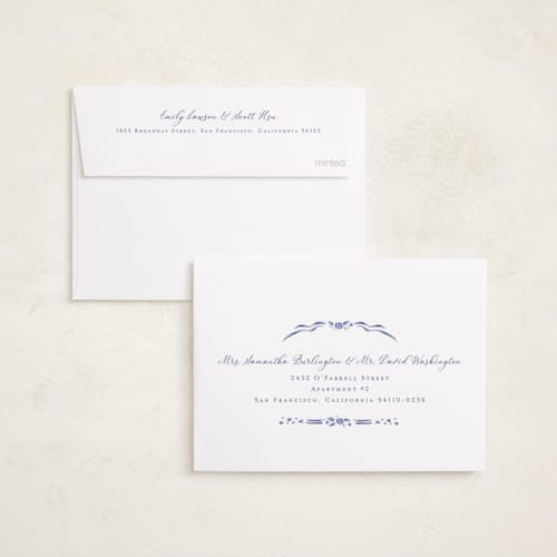 This is a blue joy petite holiday cards with standard by Lucrecia Caporale called cheerful frame printing on recycled smooth signature in petite