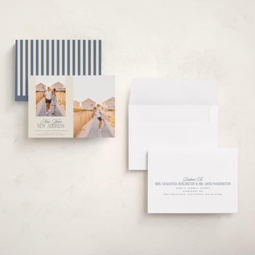 This is a sea petite holiday cards with standard by Jenna Holcomb called new home duo printing on recycled smooth signature in petite