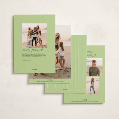 This is a mistletoe petite holiday cards with standard by Lauren Jopling called dotted border printing on signature in petite