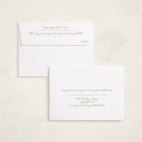 This is a mistletoe petite holiday cards with standard by Lauren Jopling called dotted border printing on signature in petite