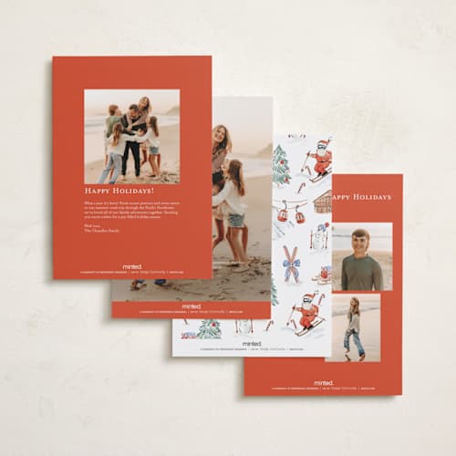 This is a santa suit petite holiday cards with standard by Sarah Knight called snow much fun printing on signature in petite
