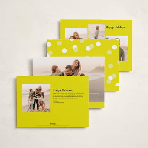 This is a neon yellow petite holiday cards with standard by Susan Asbill called boldly printing on signature in petite