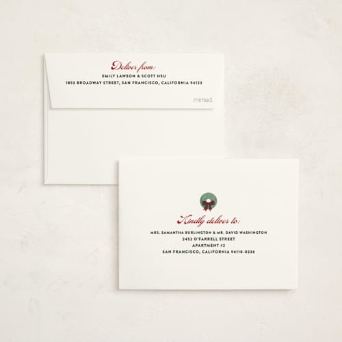 This is a hearth petite holiday cards with standard by Pixel and Hank called holiday house printing on signature in petite