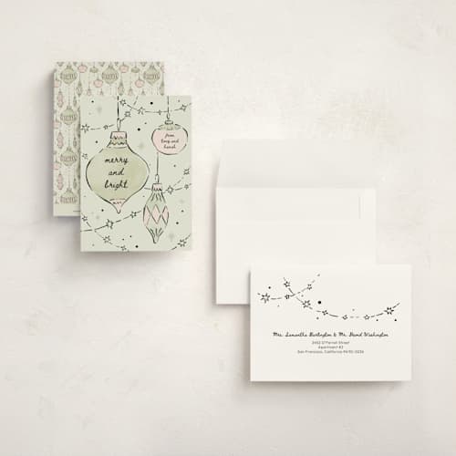 This is a mistletoe petite holiday cards with standard by Zove Ahhh called doodle the season printing on signature in petite