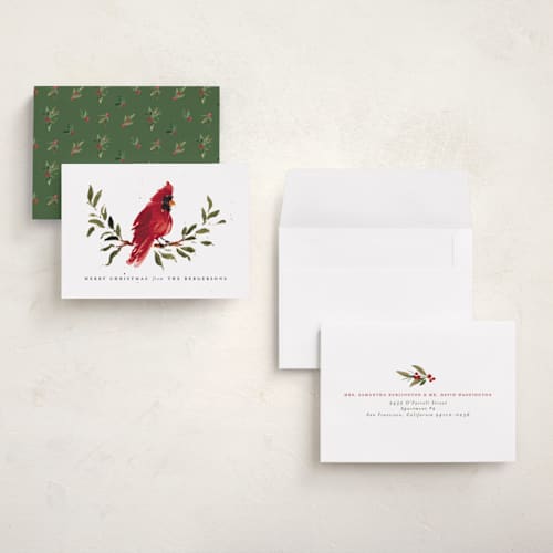 This is a snow petite holiday cards with standard by Itsy Belle Studio called winter branch printing on signature in petite