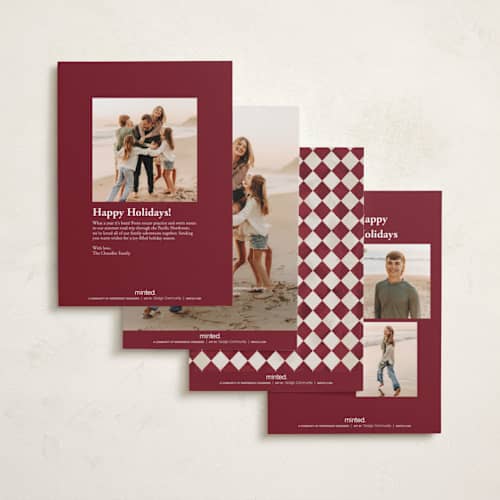 This is a burgundy petite holiday cards with standard by Angel Walker called marble diamond printing on signature in petite