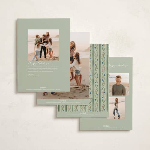 This is a pine petite holiday cards with standard by Amy Kross called verdant printing on signature in petite