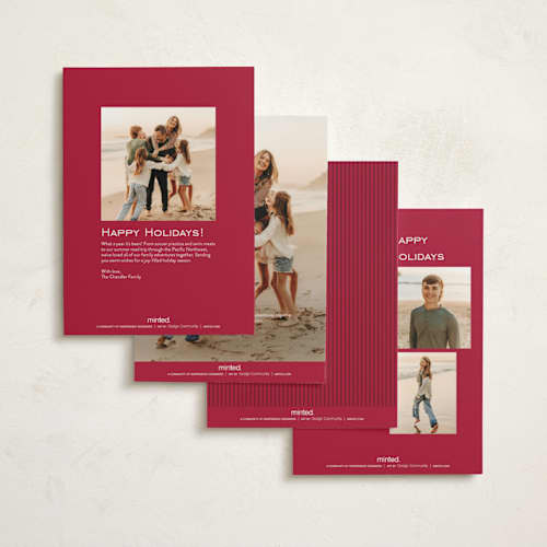 This is a cranberry petite holiday cards with standard by Stacy Maalouf called simplicity printing on signature in petite