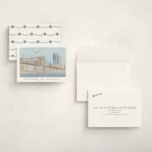 This is a frozen petite holiday cards with standard by Kristen Juckiewicz called borough printing on signature in petite