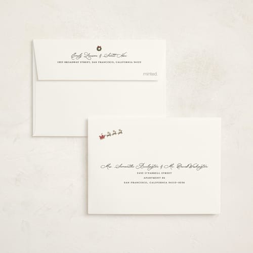 This is a frozen petite holiday cards with standard by Kristen Juckiewicz called borough printing on signature in petite
