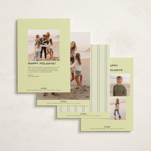 This is a spearmint petite holiday cards with standard by Ekko Studio called traditional twist printing on signature in petite