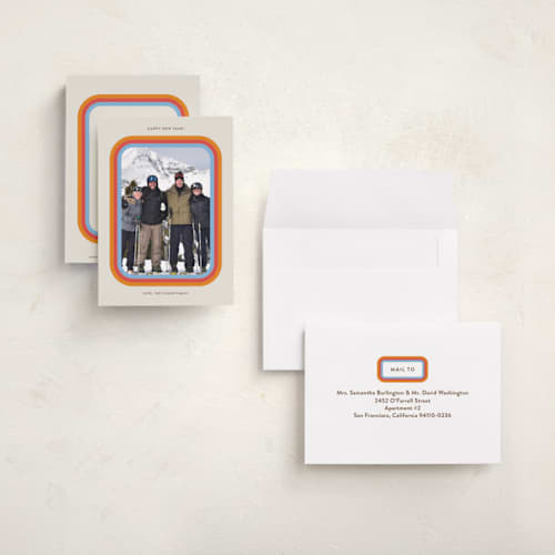 This is a confetti petite holiday cards with standard by Megan Davis called cortina printing on signature in petite