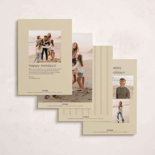This is a ivory petite holiday cards with standard by Ana de Sousa called just married & merry printing on signature in petite