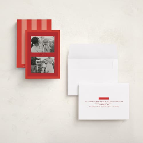 This is a poinsettia petite holiday cards with standard by Ekko Studio called modern mat printing on signature in petite