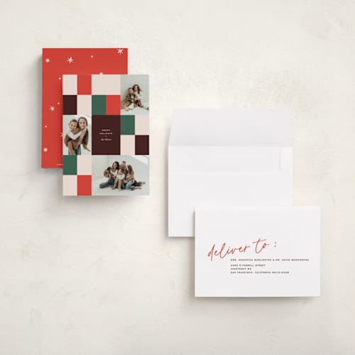 This is a peppermint petite holiday cards with standard by Annie Clark called off grid printing on signature in petite