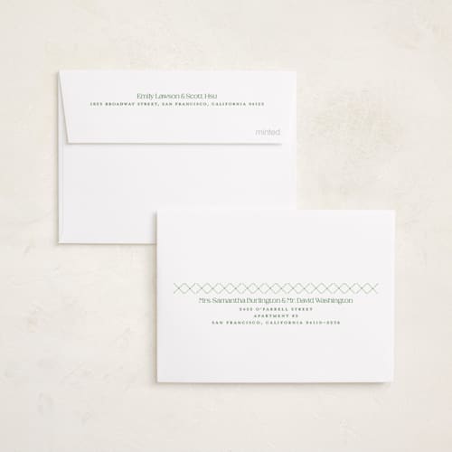 This is a elf shoes petite holiday cards with standard by Erika Firm called nostalgic ribbon border printing on recycled smooth signature in petite