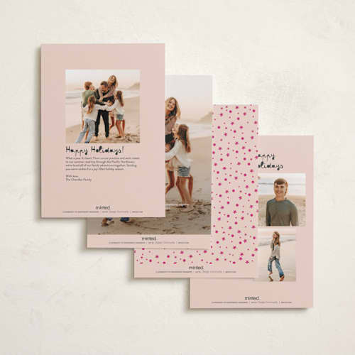 This is a sugar plum petite holiday cards with standard by Megan Davis called toboggan printing on signature in petite