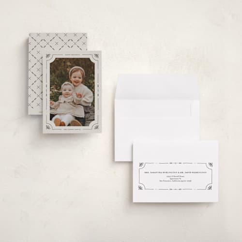 This is a eggnog petite holiday cards with standard by Kristin Oliversen called linograph christmas printing on signature in petite